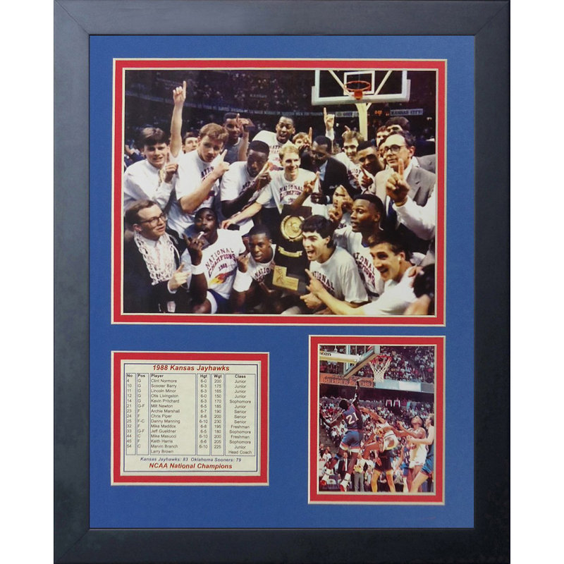 1988 kansas jayhawks, reproduction de photo encadrée