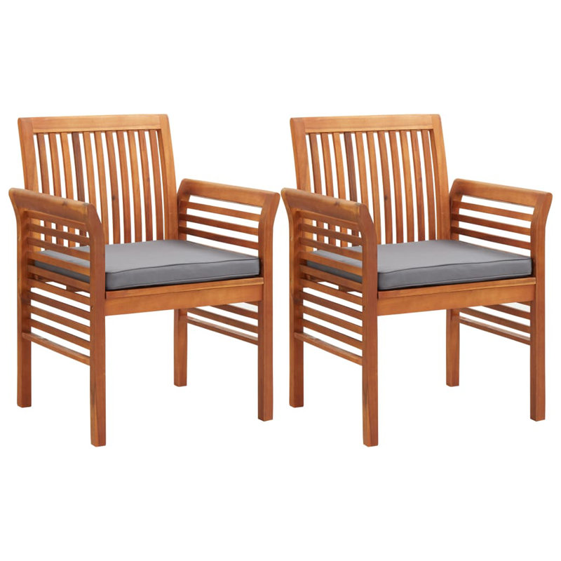 Nivaan Modern Dining Chair Patio Dining Chair with Cushion Solid Wood Acacia, Grey