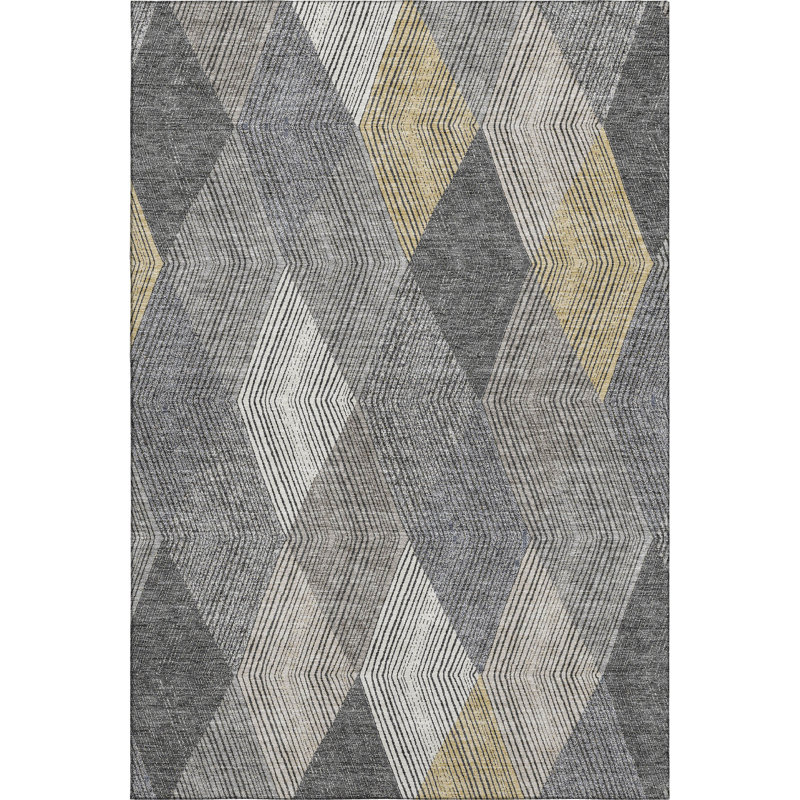 Premium Machine Washable Prisco Pewter Rug, Rectangle 10' x 14'