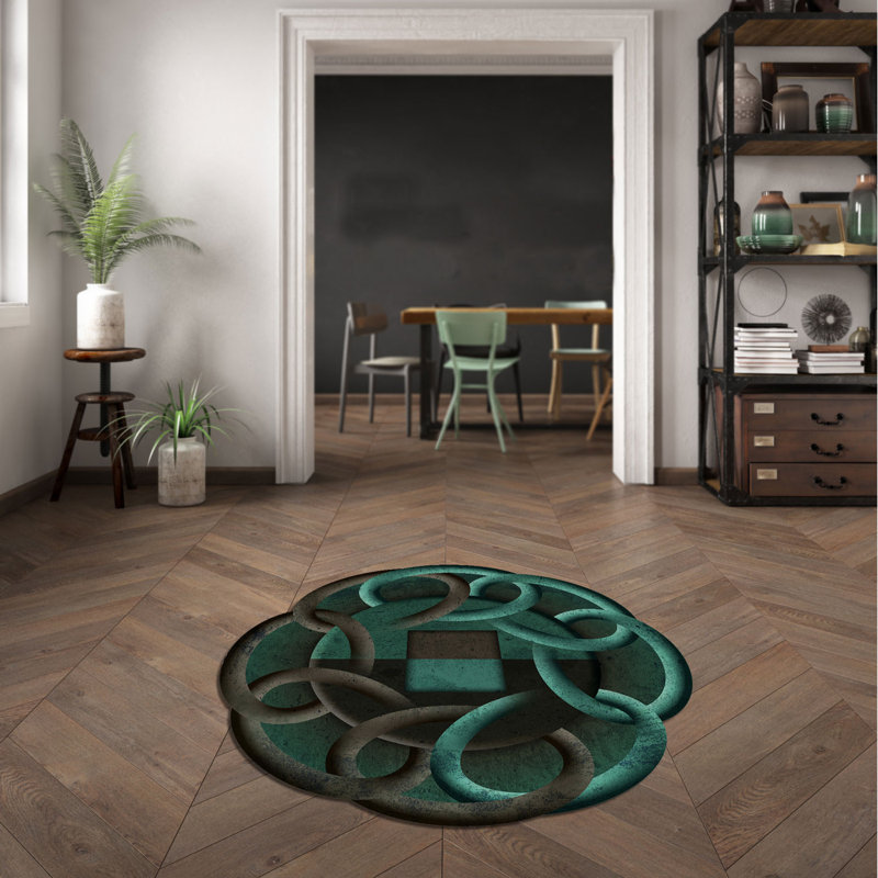 Geometric Indoor Rug, Novelty 5'3" x 5'3"