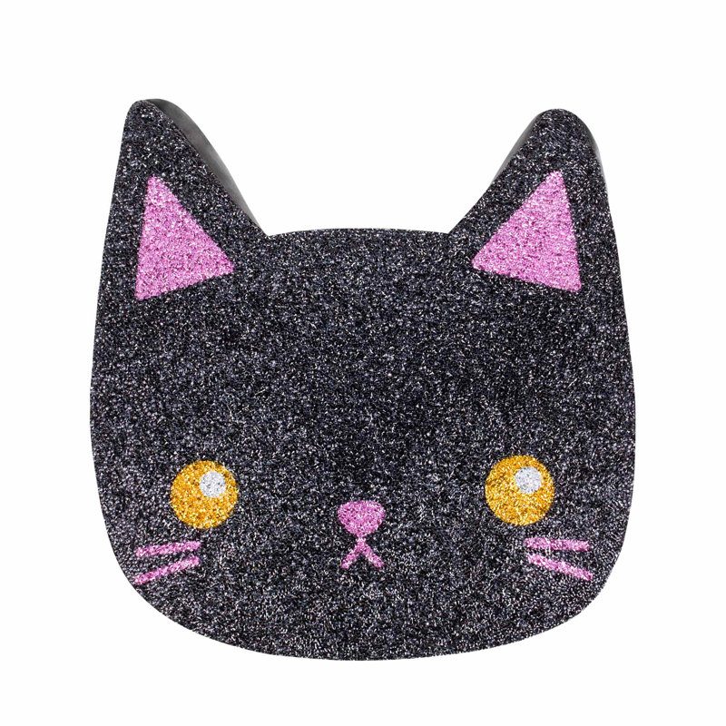 Black Cat Shaped Rhinestone Pillow