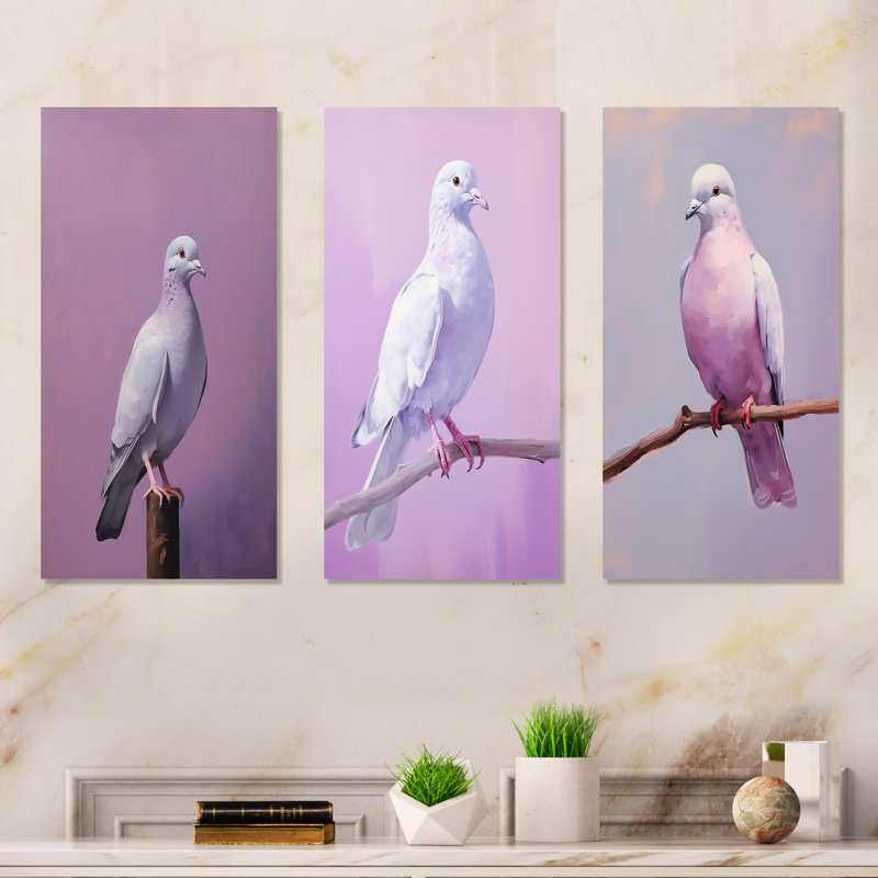 Colombe polie - ensemble d'art mural sur toile Dove, Toile tendue, H 32 po x l 48 po