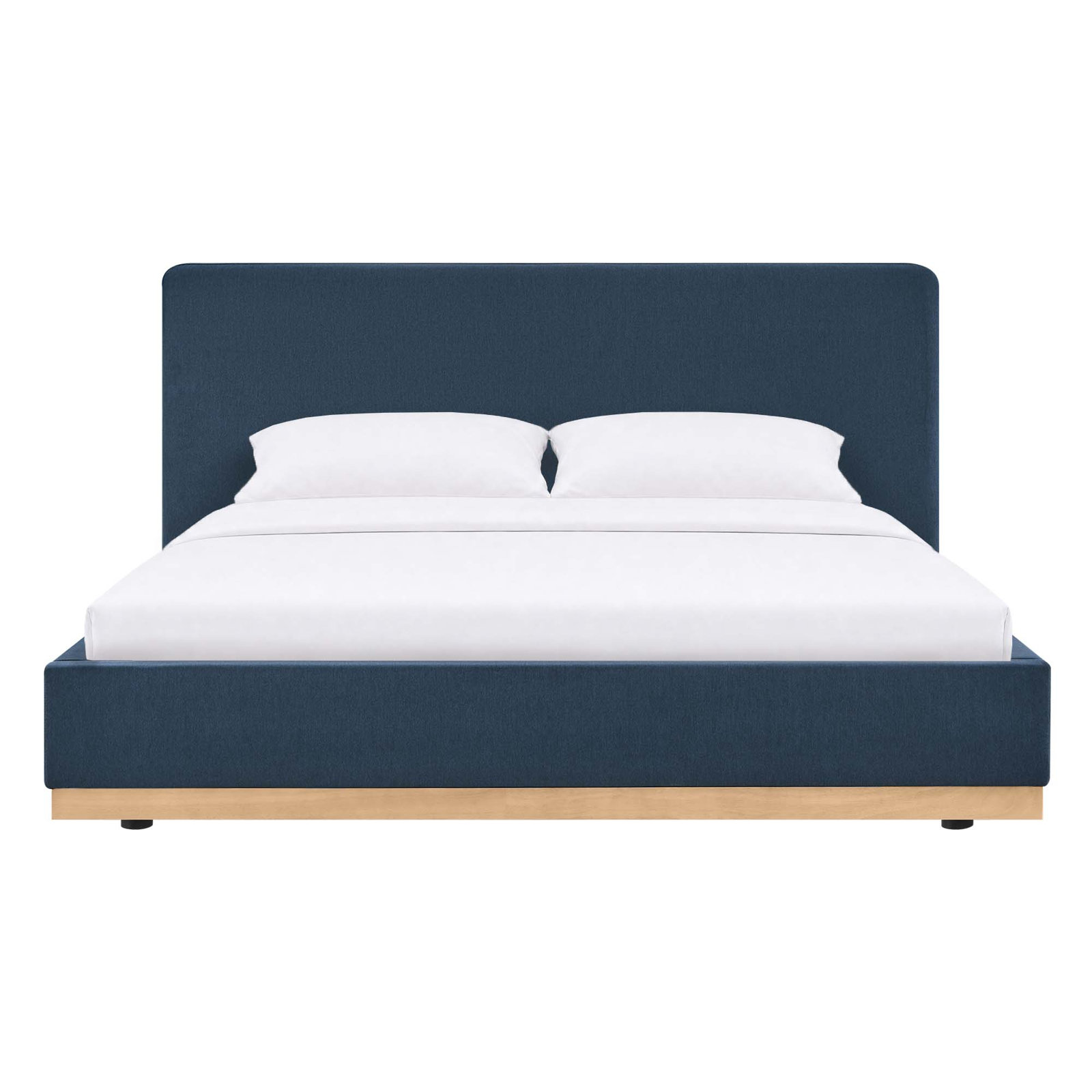Grounded Upholstered Platform Bed, King, Navy