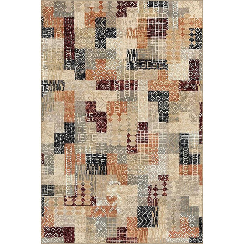 Hira Geometric Patterned Woven Base Washable Carpet, Rectangle 4'8" x 6'7"
