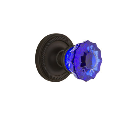 Rosette en corde avec bouton de porte cristal cobalt