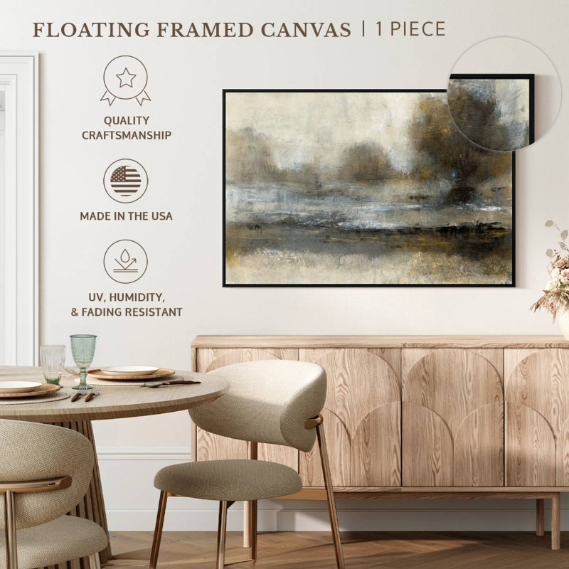 Paysage doré I, Cadre flottant noir, 31 po x 21 po