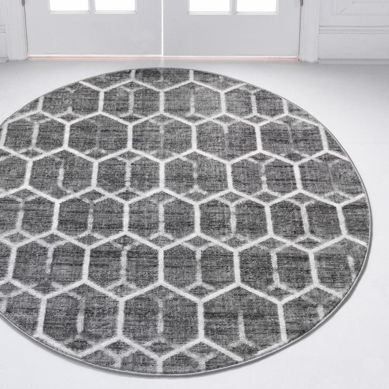 Jabrayah Geometric Indoor Rug, Round 7'
