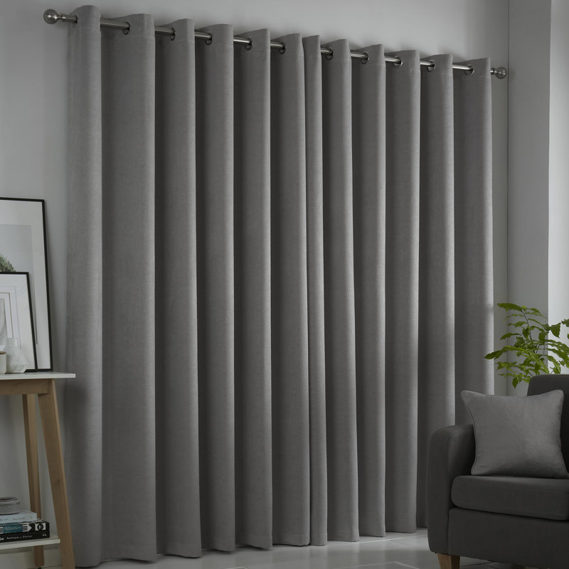 Room Darkening Curtain Pair, Width 229 x Drop 183 cm, Silver
