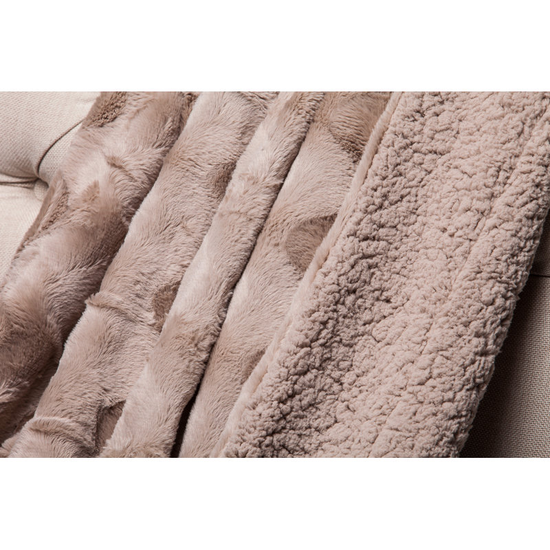 Jeté de lit en fausse fourrure, l 50 po x L 65 po, Naturel