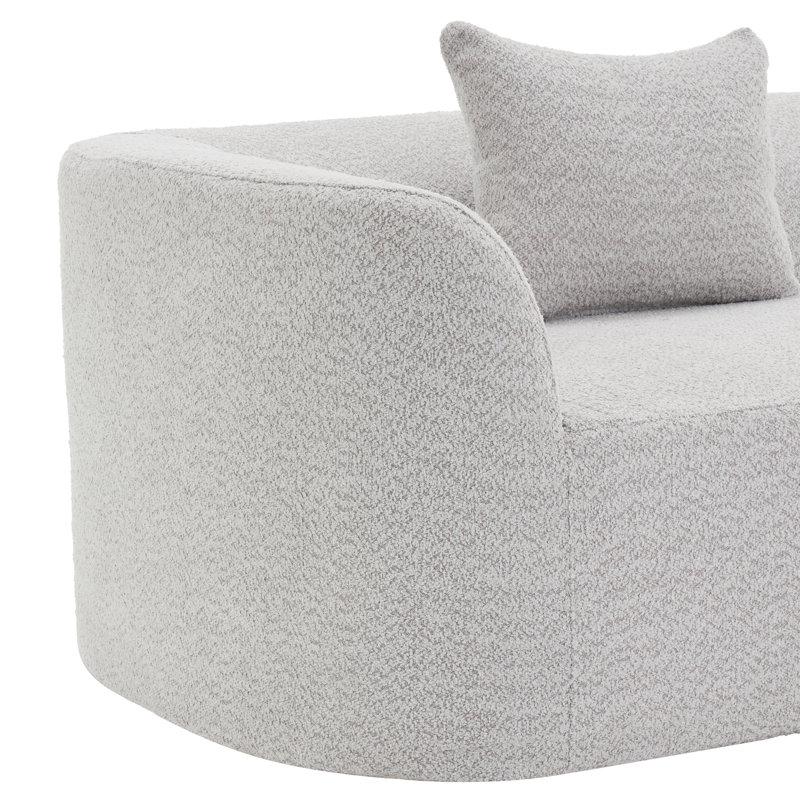 Canapé modulaire incurvé 116 po 2 pièces en chenille de 116 po avec 4 coussins, H 24 po x l 36 po x L 116 po, Gris chenille