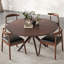 Table de salle à manger 47,2 "en bois massif pour 4 à 6 personnes avec base piédestal entrecroisée-322085305-322085306