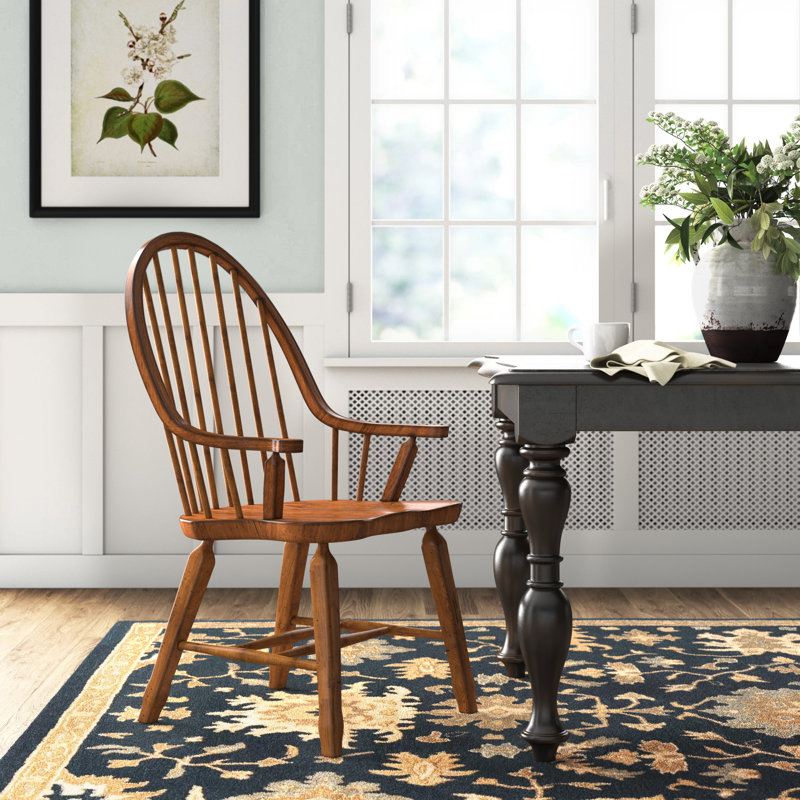 Makira Windsor Back Arm Chair, Rustic Oak