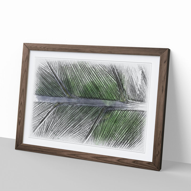 Leaf Detail - Picture Frame Drawing, 27cm H x 36cm W x 2cm D, Walnut Framed