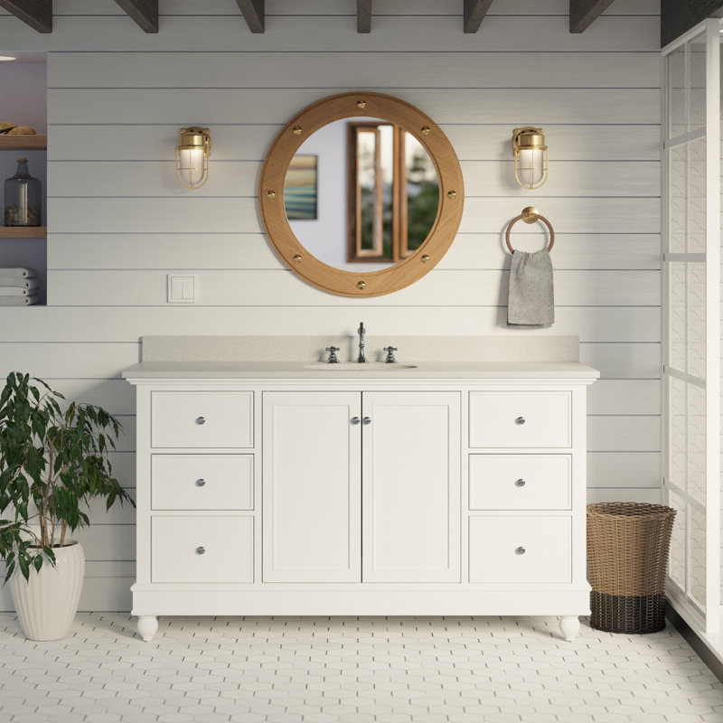 Ensemble de meuble-lavabo simple 60 po Ferdinand, Blanc, Quartz