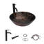 Lavabo vasque circulaire en verre 16,5 "avec bonde escamotable et robinet-119283396