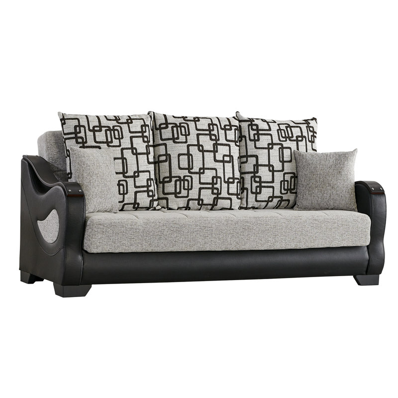 Baldev Full / Double 86'' Upholstered Convertible Sofa, Light Grey