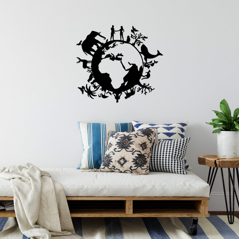Elegant Decorative Metal Wall Accessory, Black Finish, 24.4 x 27.6 inches | 100% Metal Construction, Thickness: 0.06 inches | Perfect for Home Décor, Modern Aesthetic, Easy Wall Mounting