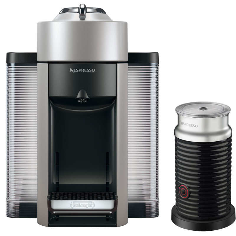 Nespresso Vertuo Coffee and Espresso Machine with Aeroccino Milk Frother by De'Longhi, Silver