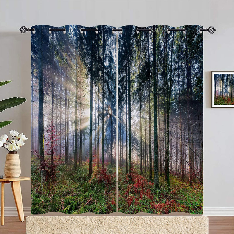 Paire de rideaux semi-transparents en polyester Eustasius