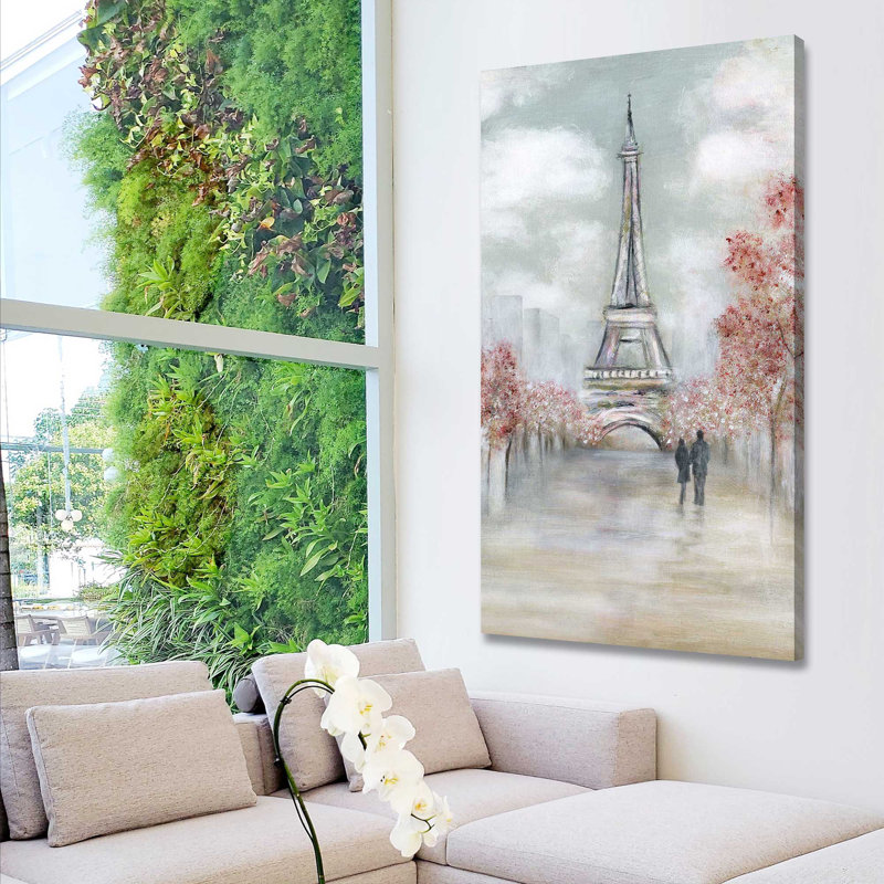 Paris au printemps par - Peinture, Toile tendue, H 48 po x l 28 po x P 1,5 po