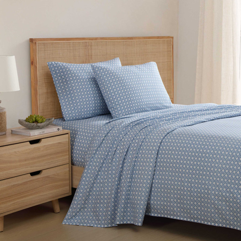 Ensemble de draps en coton percale Tommy Bahama, Ensemble de draps pour très grand lit avec 2 taie