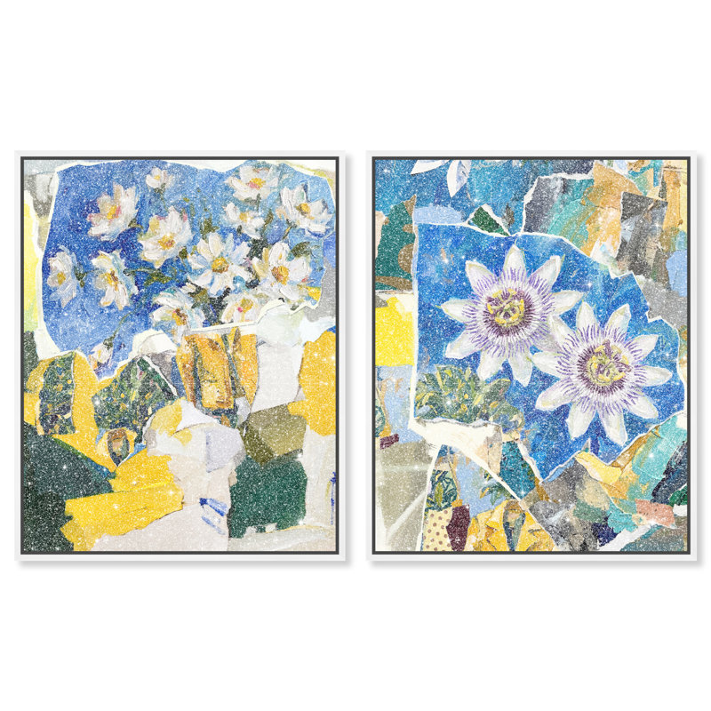 Blue Sunshine Set Set by Oliver Gal, 17"H x 21"W, White Floater Frame