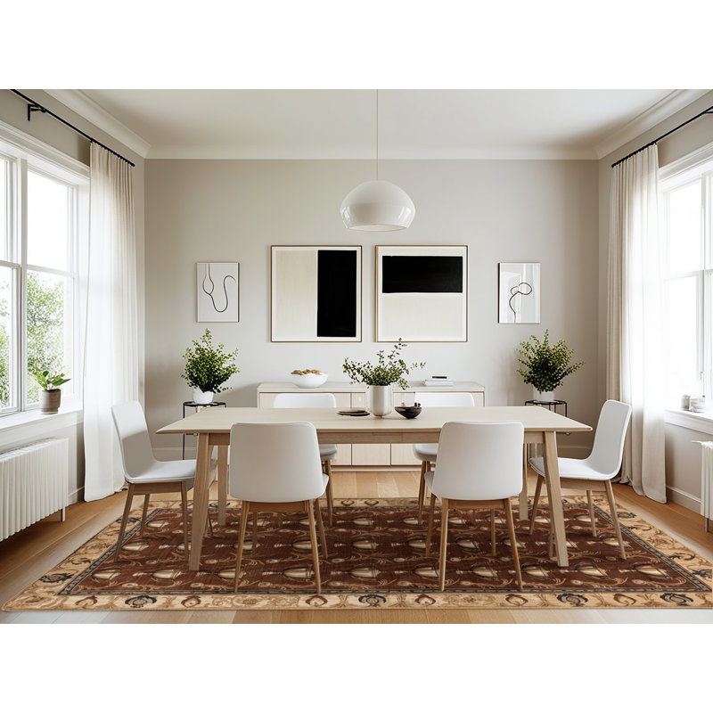 Tapis brun français lavable à la machine, Rectangulaire 7 pi x 10 pi
