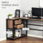 Bureau d'ordinateur en L avec tablettes de rangement, 2 Dawers et structure industrielle en acier