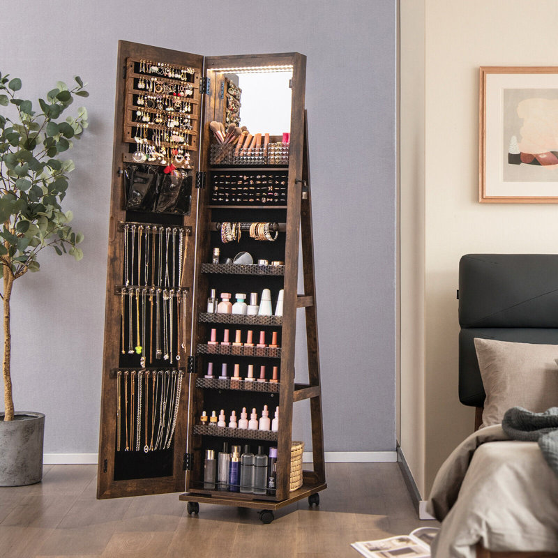 Arafa Freestanding Jewelry Armoire, Dark Brown