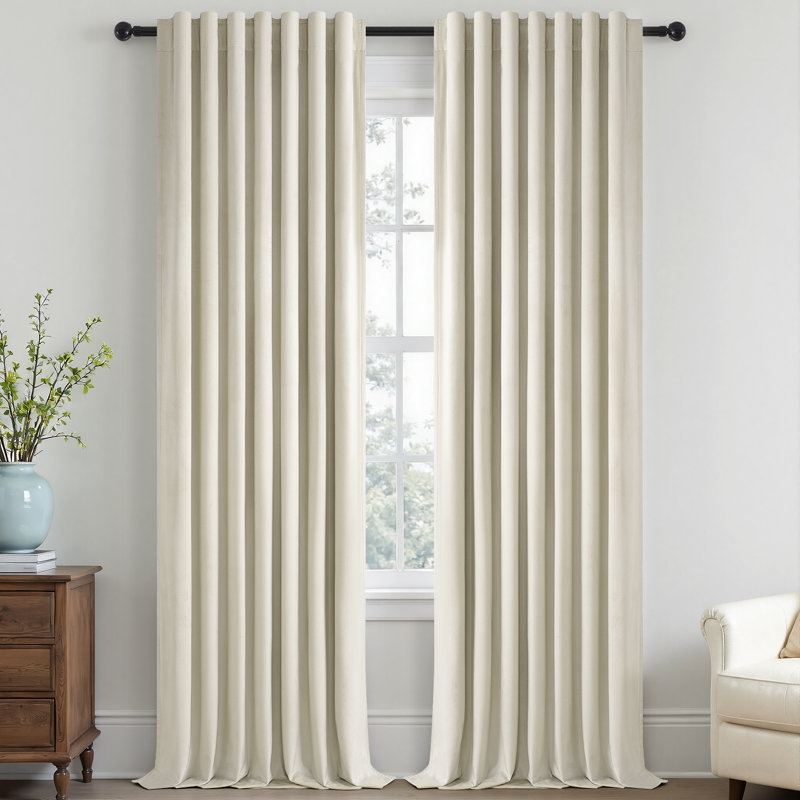 Alicea Velvet 100% Blackout Thermal Curtain Panel , 52" W x 90" L, Taupe