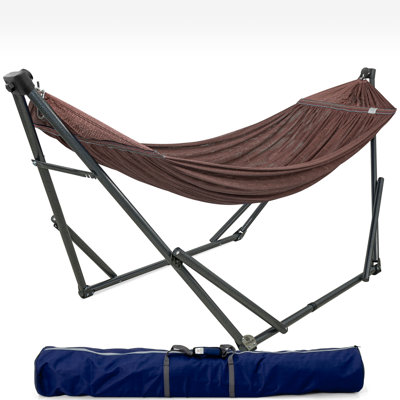  Support de hamac réglable, hamac de camping pliable et support, support de hamac double d'une capacité de 600 lb pour 2 personnes, assemblage de 30 secondes pliable pour le camping, pique-nique, balcon, brun