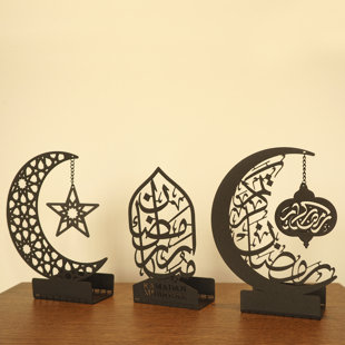 Ramadan Mubarak Metal Islamic Candle Holder  Set of 3