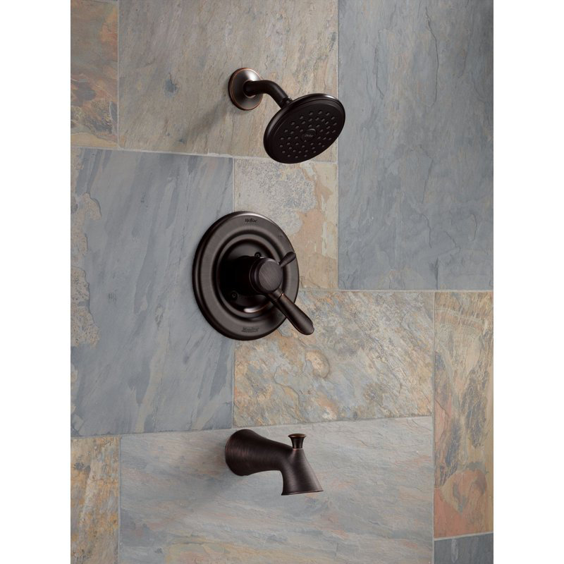 Robinet de baignoire et douche à contrôle de température avec valve Lahara, Bronze vénitien