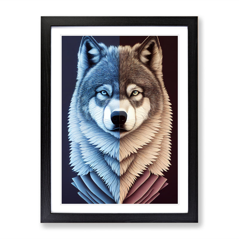 Bust Of The Wolf No.3 - Single Picture Frame Print, 64cm H x 46cm W x 2cm D, Black