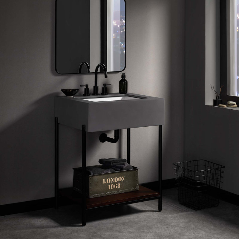 Etch 24" Bathroom Vanity With Sink In Black White