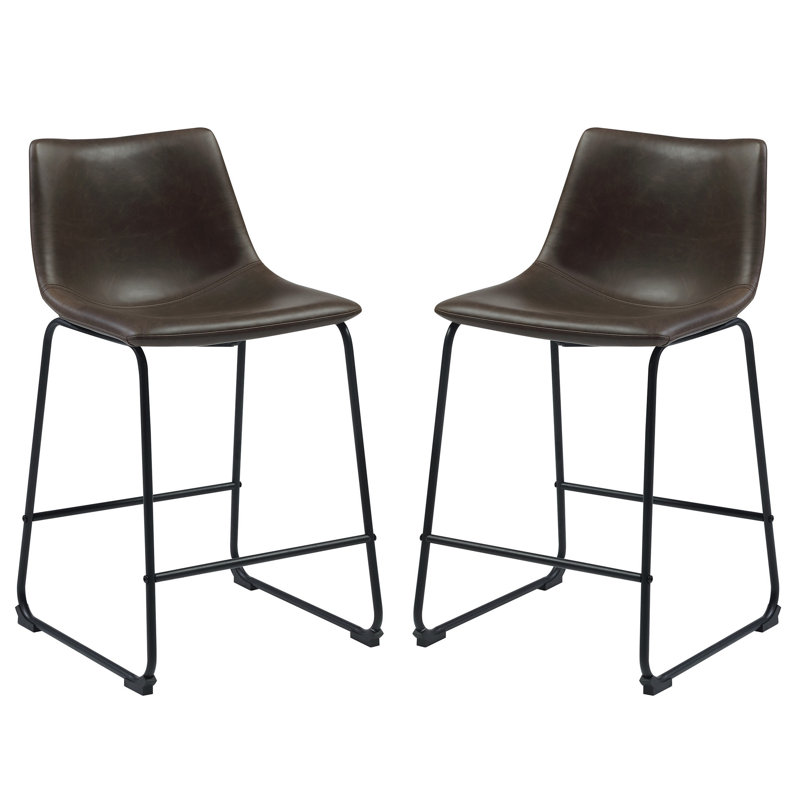 Dorielle Upholstered Counter Stool with Metal Frame, Counter Stool (24" Seat Height)