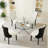 5-Piece Round Glass Table Set With Velvet Chairs – Metal Base, Seats 4-1551142724-1551142723-1551142734