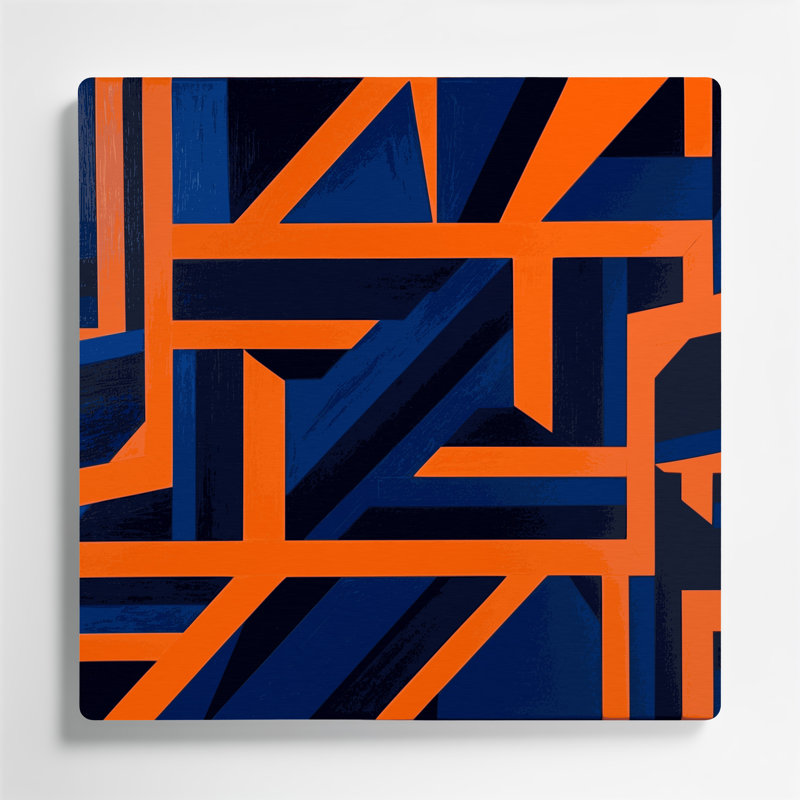 Art mural rigide en métal bleu, H 32 po x l 32 po