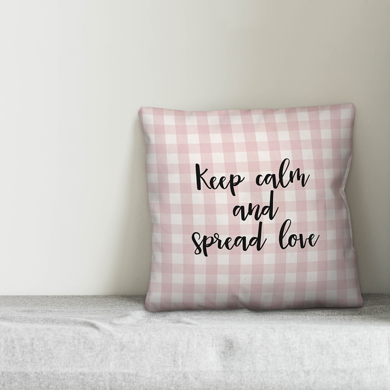  Coussin Keep Keep Calm and Spread Love, Coussin décoratif, Rose / Noir