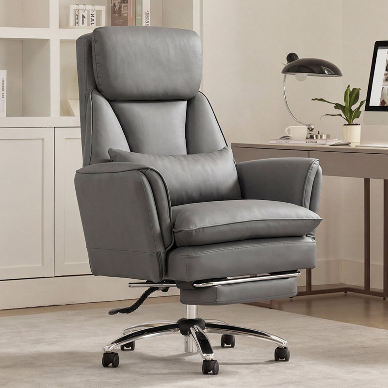 Ergonomic Reclining Office Chair with 180° Flip-Up Arms & Independent Lumbar Support – Heavy Duty Executive Gaming Chair with Retractable Footrest