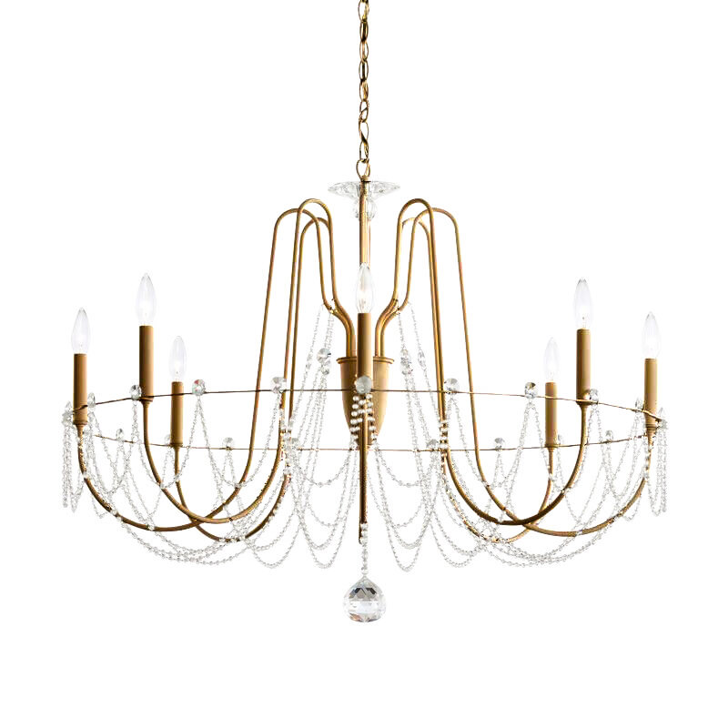 Esmery 8 - Light Chandelier, Clear Heritage Crystal, Etruscan Gold