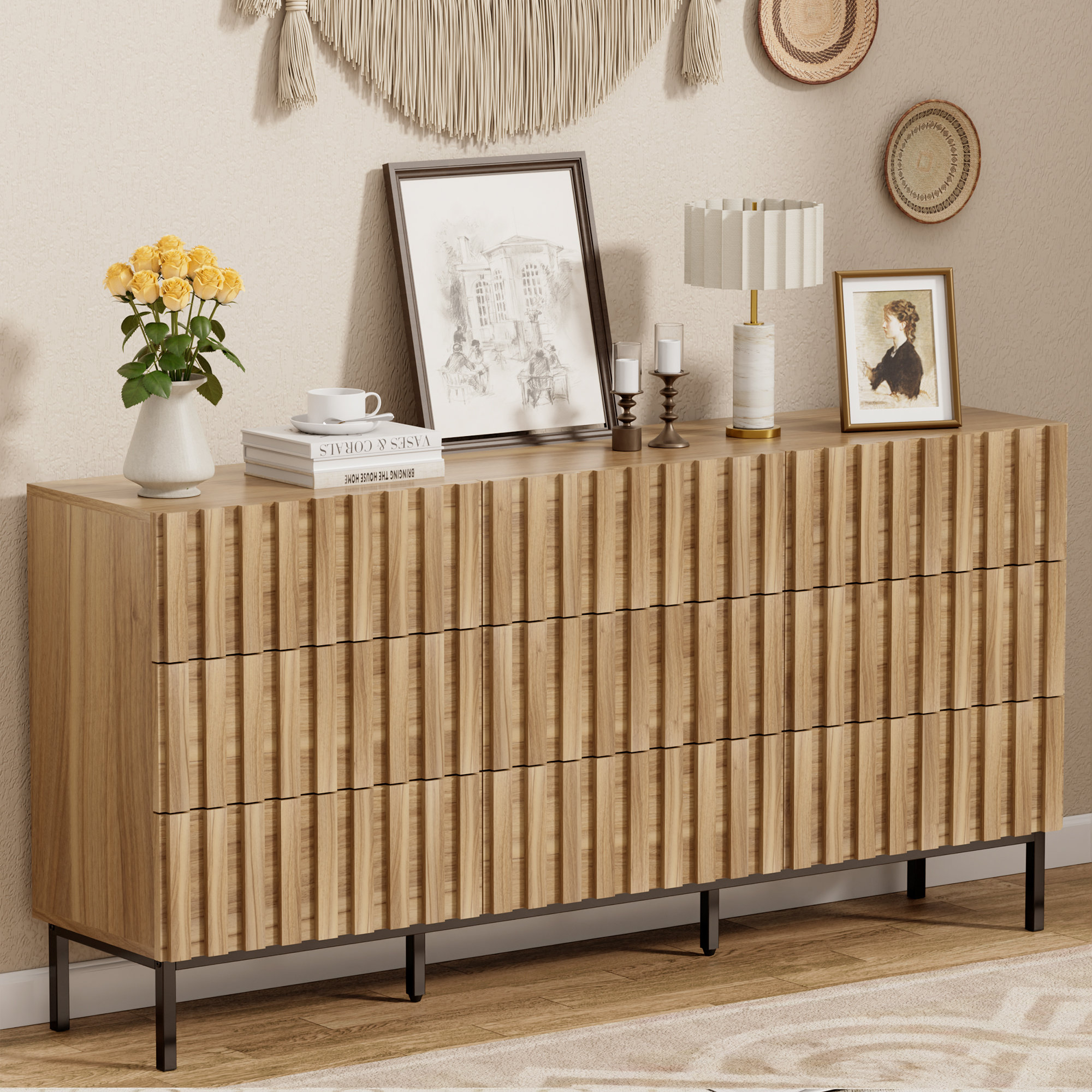 Latitude Run® 9 Drawer 59.1 " W Double Dresser | Wayfair