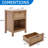 Set Of 2 Farmhouse Rattan Nightstands, Boho Bedside Tables With Drawer And Open Storage, Cane Accent Side Tables, OAK-825229390-825229389