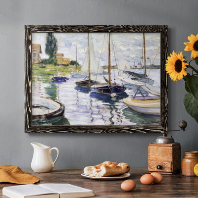 Bateaux au petit, peinture sur toile encadrée