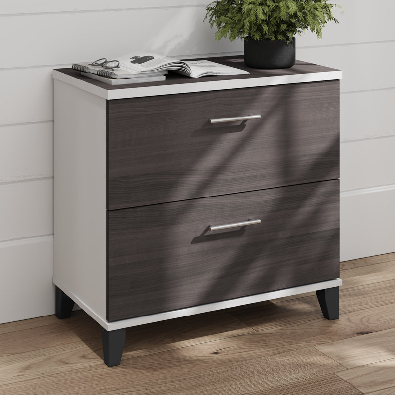 2 Drawer Lateral File Cabinet in White and Storm Gray, Storm Gray/White