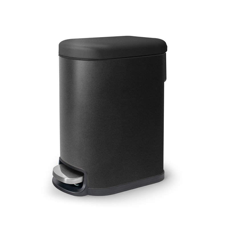 Poubelle à pédale incurvée 1,3 gallons, Noir