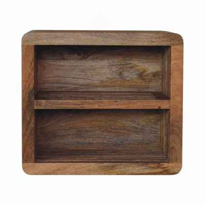 Solid Wood Wall Mounted Bedside, 2-Drawers, Brown