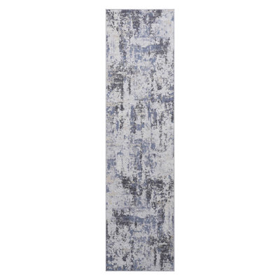 Tapis de couloir gris / denim / abstrait 2X8
