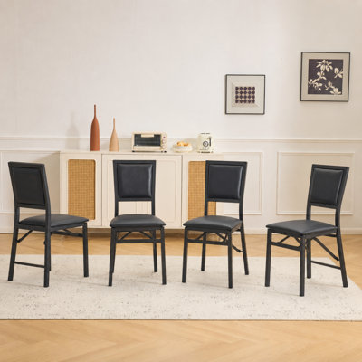 Folding Dining Chairs, Kitchen Armless Side Chairs With Padded Seats, Foldable PU Leather Dining Chairs For Home Kitchen Living Room