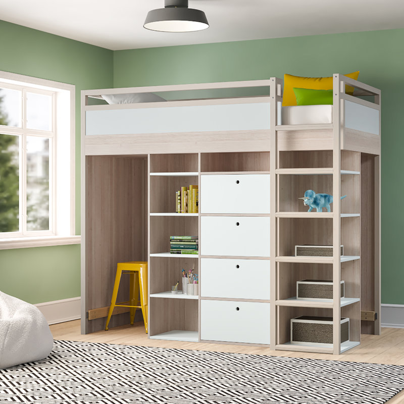 Robena European Single (90 x 200cm) High Sleeper Bed with Drawers, Right, White
